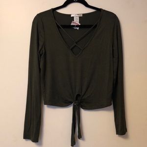Olive Tie Crop Top